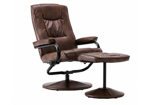 Brown Faux Leather Office Swivel Reclining Chair 1